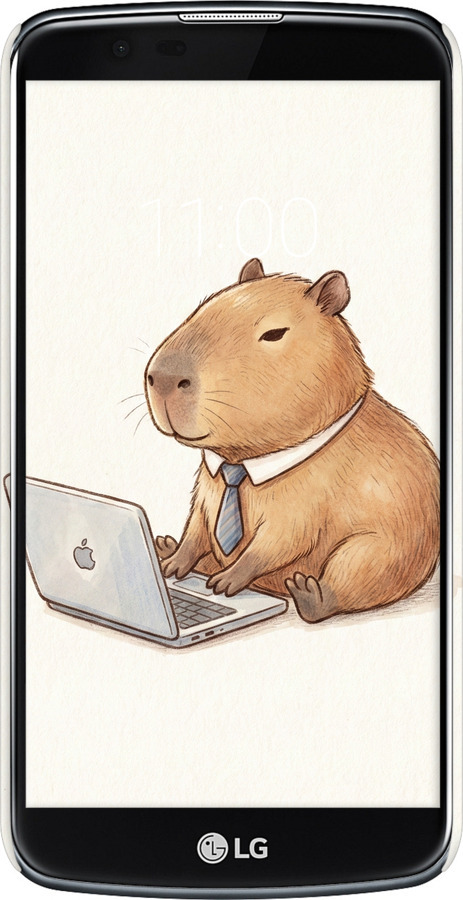 3D пластиковый матовый чехол Funny Capybara CEO Working для LG K10 / K410 - 6777m-349 изображение 