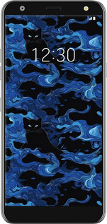 Силиконовый чехол Абстрактный узор черных котов на синем фоне для LG K40 - 6525u-1681 изображение 