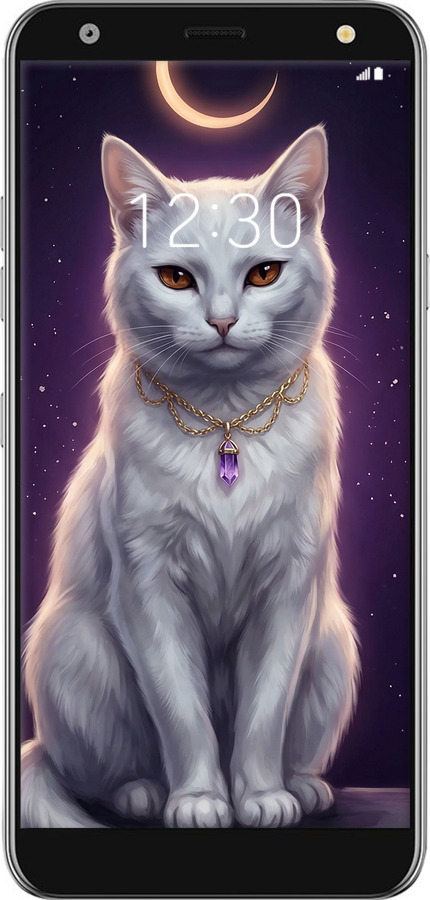 Силиконовый чехол Mystic White Cat Gothic Dark Purple Gold для LG K40 - 6805u-1681 изображение 