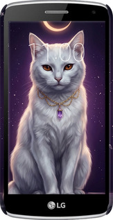 3D пластиковый глянцевый чехол Mystic White Cat Gothic Dark Purple Gold для LG K5 X220 - 6805c-457 изображение 