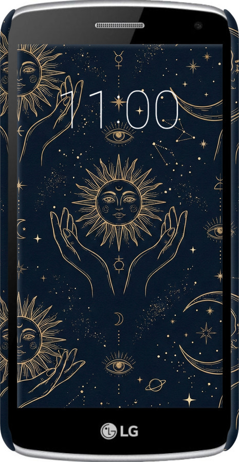 3D пластиковий глянцевий чехол Celestial Harmony: Sun & Moon Gold Mystic Pattern для LG K5 X220 - 6778c-457 изображение 