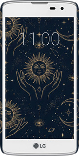 3D пластиковий глянцевий чехол Celestial Harmony: Sun & Moon Gold Mystic Pattern для LG K8 K350E - 6778c-297 изображение 