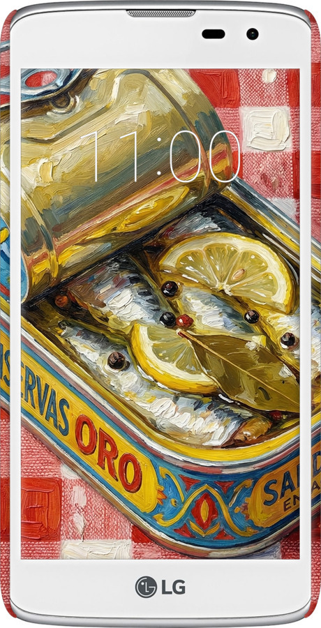 3D пластиковий матовий чехол Vintage Sardine Tin Phone для LG K8 K350E - 6772m-297 изображение 