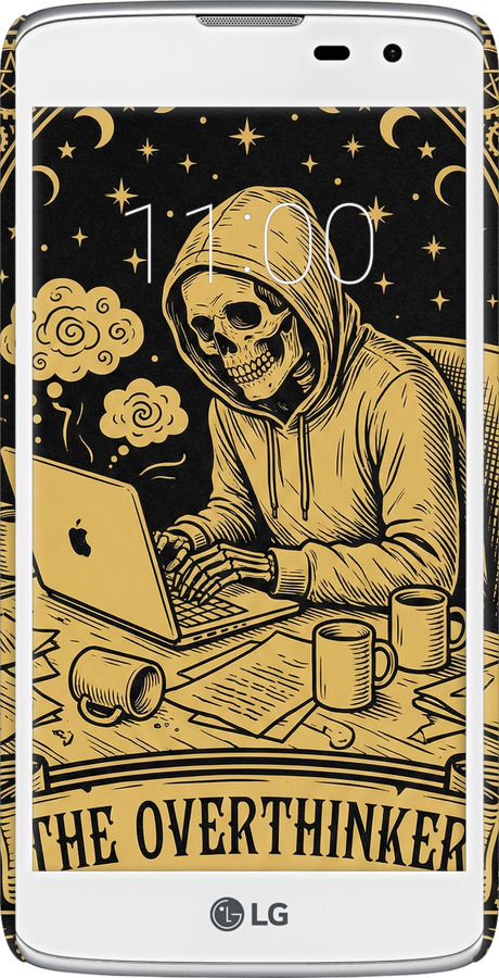 3D пластиковый глянцевый чехол The Overthinker для LG K8 K350E - 6774c-297 изображение 
