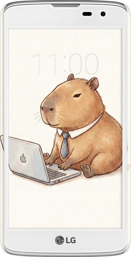 3D пластиковый глянцевый чехол Funny Capybara CEO Working для LG K8 K350E - 6777c-297 изображение 