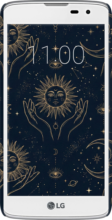 3D пластиковий глянцевий чехол Celestial Harmony: Sun & Moon Gold Mystic Pattern для LG K8 K350E - 6778c-297 изображение 