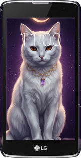 3D пластиковый матовый чехол Mystic White Cat Gothic Dark Purple Gold для LG K7 - 6805m-451 изображение 