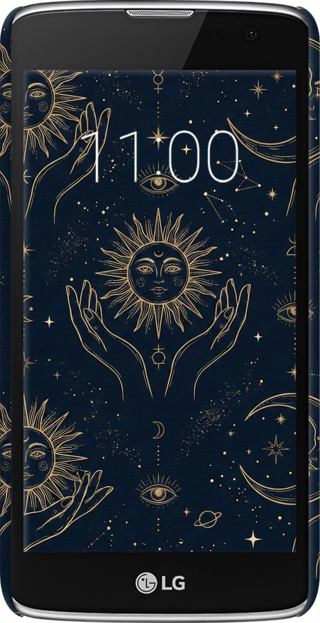 3D пластиковий матовий чехол Celestial Harmony: Sun & Moon Gold Mystic Pattern для LG K7 - 6778m-451 изображение 