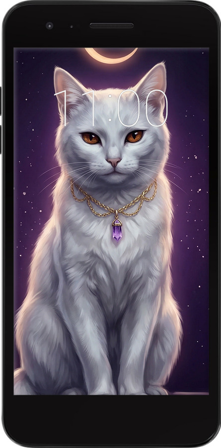 Силіконовий чехол Mystic White Cat Gothic Dark Purple Gold для LG K8 2018 - 6805u-1384 изображение 