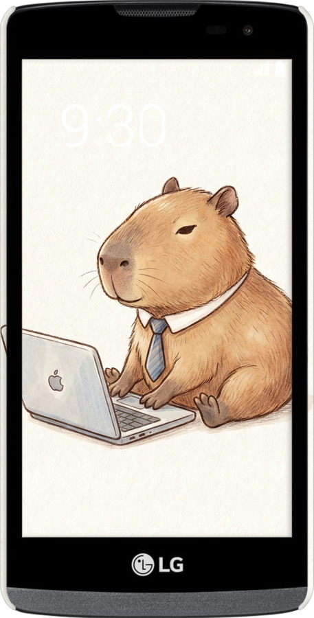 3D пластиковый матовый чехол Funny Capybara CEO Working для LG Leon H324 - 6777m-403 изображение 