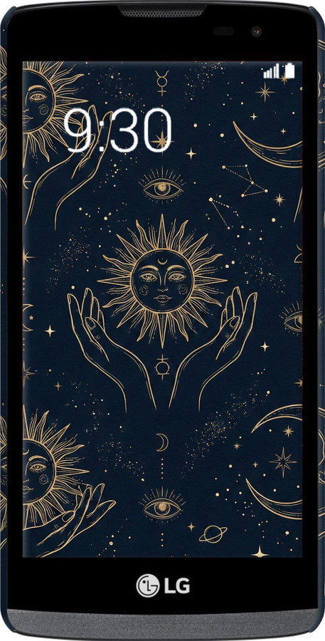 3D пластиковий матовий чехол Celestial Harmony: Sun & Moon Gold Mystic Pattern для LG Leon H324 - 6778m-403 изображение 