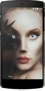 3D пластиковый глянцевый чехол Взгляд женщины и кошки для LG Nexus 5 - 4041c-57 изображение 