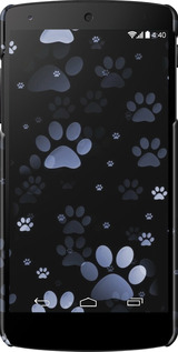 3D пластиковий глянцевий чехол З синіми відбитками лап для LG Nexus 5 - 6441c-57 изображение 