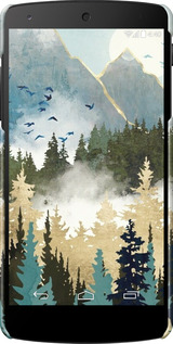 3D пластиковий глянцевий чехол Із зображенням лісового пейзажу для LG Nexus 5 - 6548c-57 изображение 