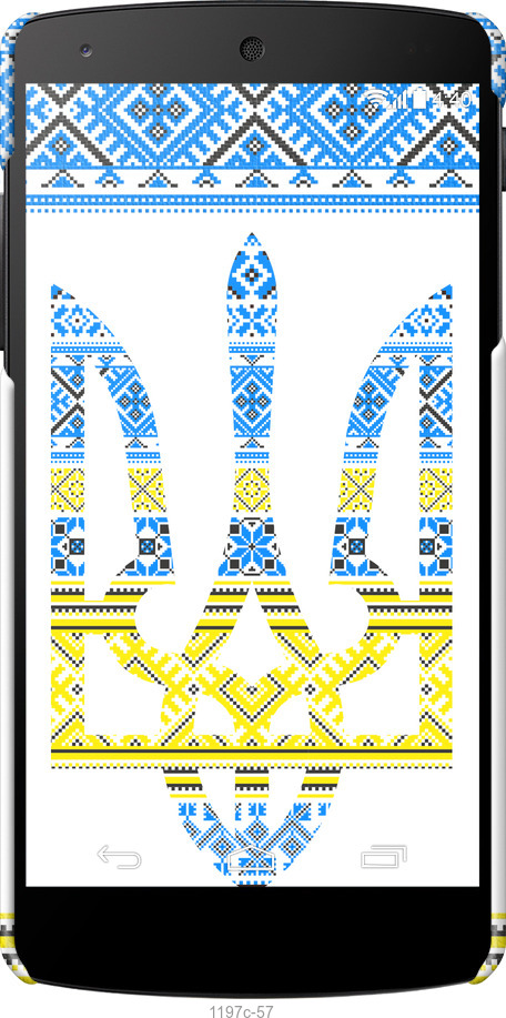 3D пластиковый глянцевый чехол Герб - вышиванка желто-голубая для LG Nexus 5 - 1197c-57 изображение 