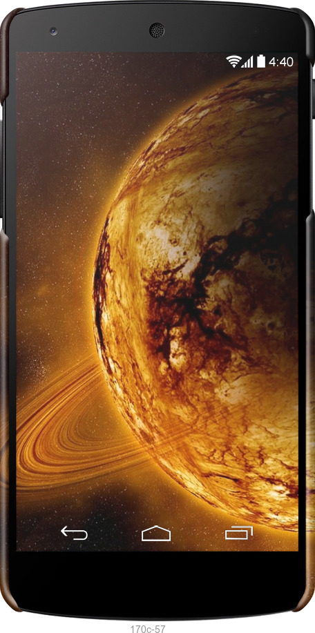 3D пластиковий глянцевий чехол Жовтий Сатурн для LG Nexus 5 - 170c-57 изображение 