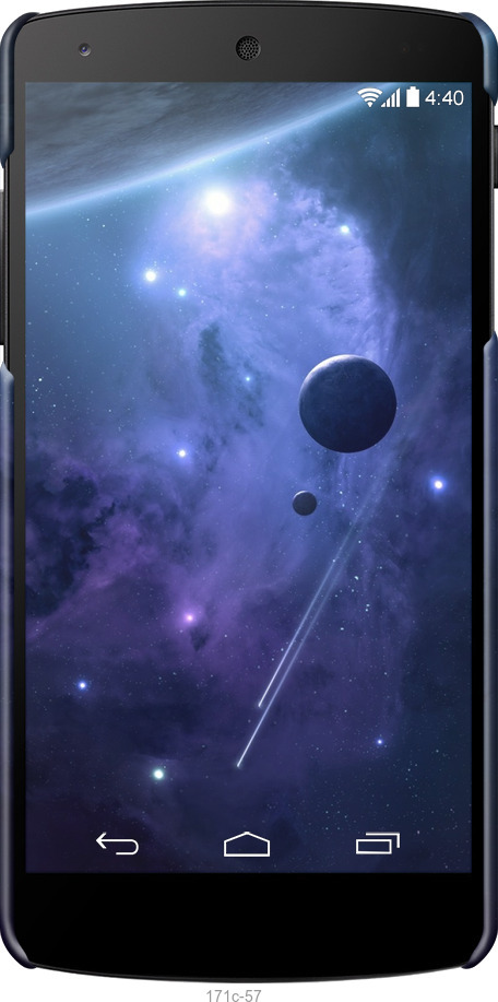 3D пластиковий глянцевий чехол Планети в синьому космосі для LG Nexus 5 - 171c-57 изображение 