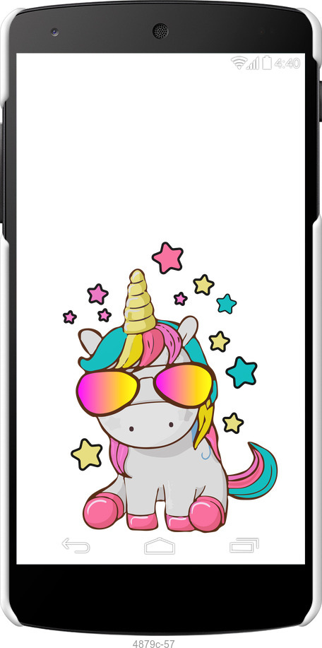 3D пластиковый глянцевый чехол Единорог в очках для LG Nexus 5 - 4879c-57 изображение 