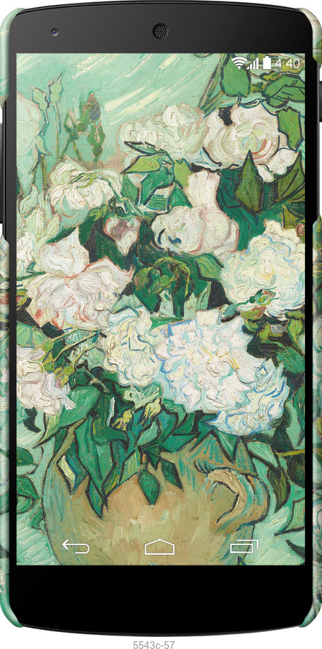 3D пластиковий глянцевий чехол Вінсент Ван Гог. Ваза з трояндами для LG Nexus 5 - 5543c-57 изображение 