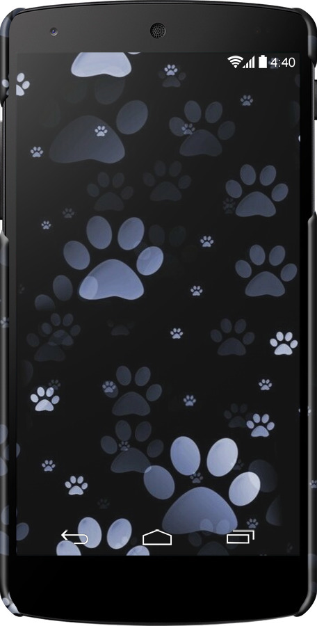 3D пластиковий глянцевий чехол З синіми відбитками лап для LG Nexus 5 - 6441c-57 изображение 
