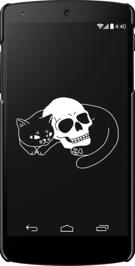 3D пластиковий матовий чехол Із зображенням кота та черепа для LG Nexus 5 - 6491m-57 изображение 