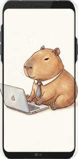 3D пластиковый матовый чехол Funny Capybara CEO Working для LG Q6 - 6777m-1094 изображение 