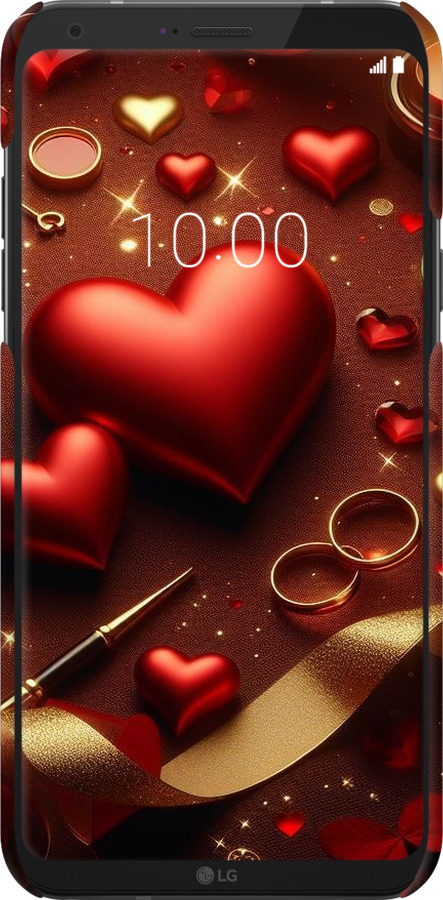 3D пластиковый матовый чехол Сердечки v3 для LG Q6 - 5833m-1094 изображение 