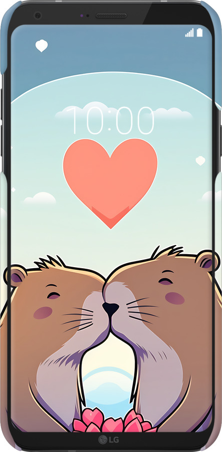 3D пластиковий матовий чехол Капібара кохання для LG Q6 - 6027m-1094 изображение 