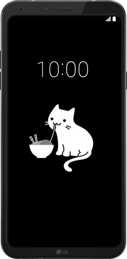 Силіконовий чехол Милий кіт на чорному фоні для LG Q6 - 6528u-1094 изображение 