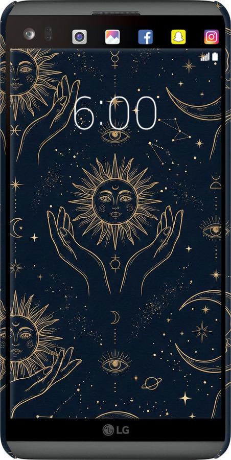 3D пластиковий матовий чехол Celestial Harmony: Sun & Moon Gold Mystic Pattern для LG V20 - 6778m-787 изображение 