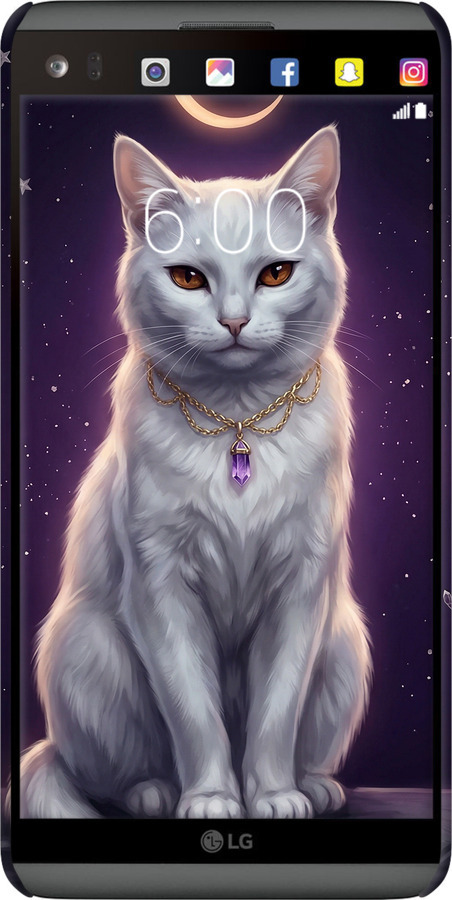 3D пластиковий матовий чехол Mystic White Cat Gothic Dark Purple Gold для LG V20 - 6805m-787 изображение 