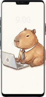 3D пластиковый матовый чехол Funny Capybara CEO Working для LG V40 ThinQ - 6777m-1577 изображение 