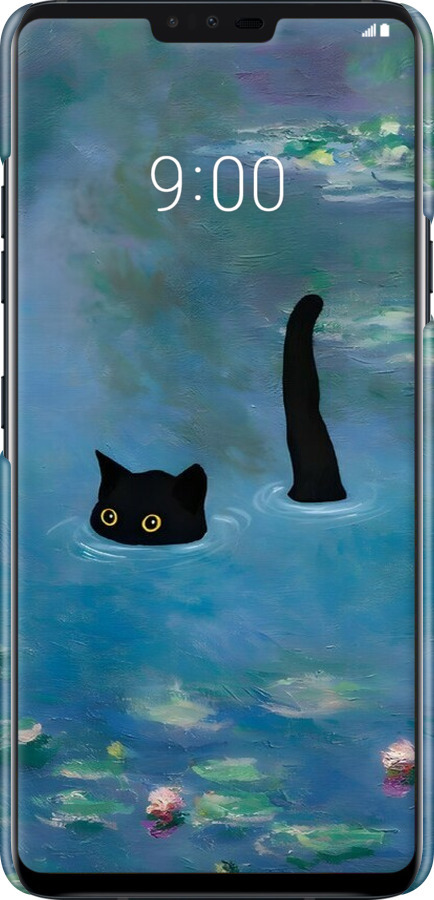 3D пластиковый матовый чехол С изображением кота и водяной лилии Monet для LG V40 ThinQ - 6519m-1577 изображение 