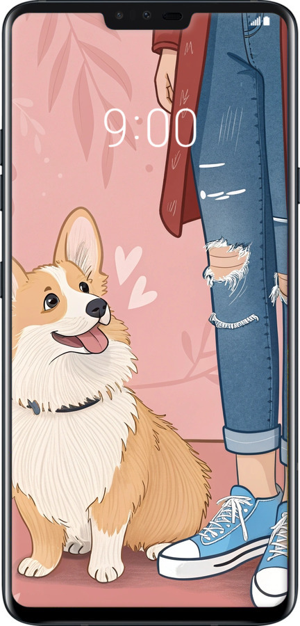 2D пластиковый чехол Корги 3 для LG V40 ThinQ - 6707t-1577 изображение 