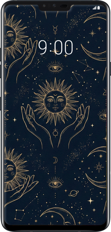 2D пластиковый чехол Celestial Harmony: Sun & Moon Gold Mystic Pattern для LG V40 ThinQ - 6778t-1577 изображение 