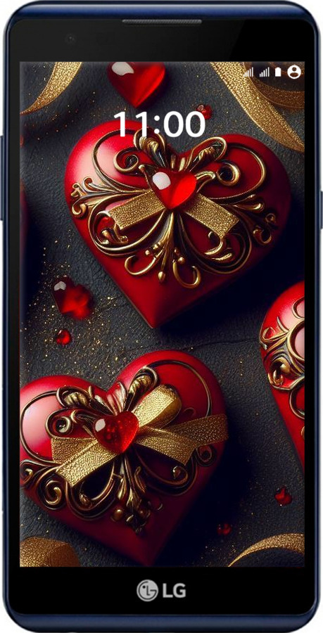 Силиконовый чехол Сердечки v4 для LG X Power K220DS - 5834u-398 изображение 