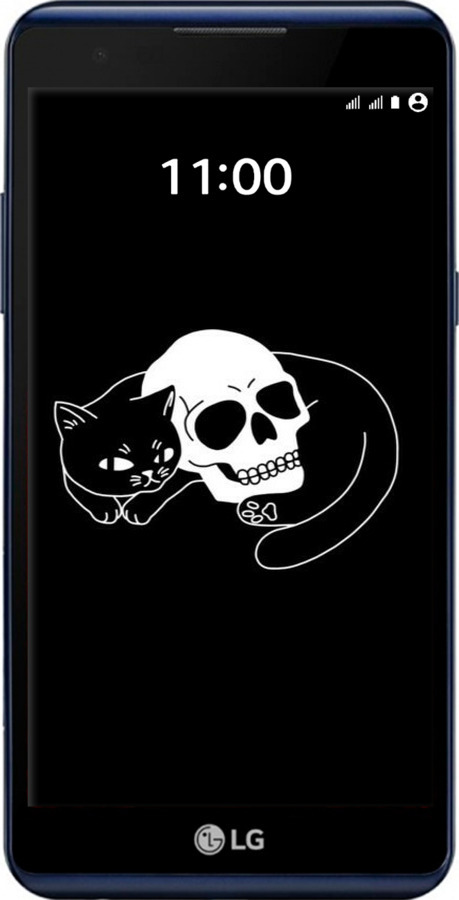 Силиконовый чехол С изображением кота и черепа для LG X Power K220DS - 6491u-398 изображение 