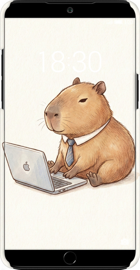 3D пластиковый матовый чехол Funny Capybara CEO Working для Meizu 15 Plus - 6777m-1473 изображение 