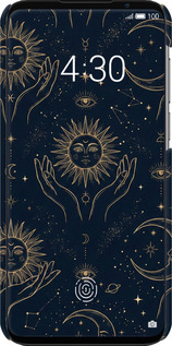 3D пластиковый матовый чехол Celestial Harmony: Sun & Moon Gold Mystic Pattern для Meizu 16S - 6778m-1701 изображение 