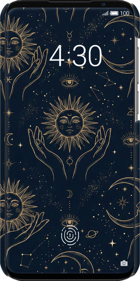 3D пластиковый матовый чехол Celestial Harmony: Sun & Moon Gold Mystic Pattern для Meizu 16S - 6778m-1701 изображение 