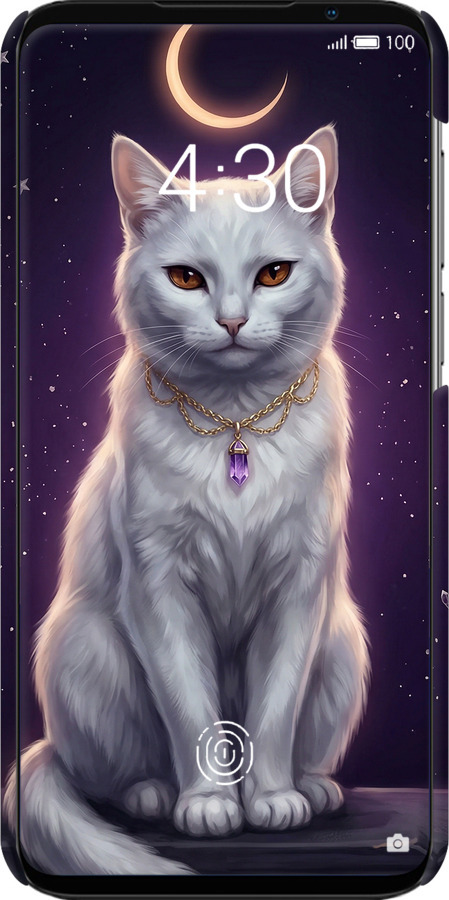3D пластиковий матовий чехол Mystic White Cat Gothic Dark Purple Gold для Meizu 16S - 6805m-1701 изображение 