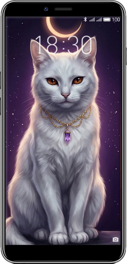 Силиконовый чехол Mystic White Cat Gothic Dark Purple Gold для Meizu E3 - 6805u-1518 изображение 