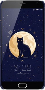 3D пластиковый матовый чехол Cute Cat Celestial/Witchy для Meizu M2 Note - 6787m-94 изображение 