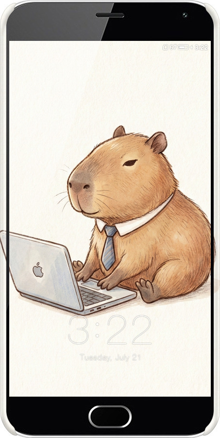 3D пластиковий матовий чехол Funny Capybara CEO Working для Meizu M2 Note - 6777m-94 изображение 