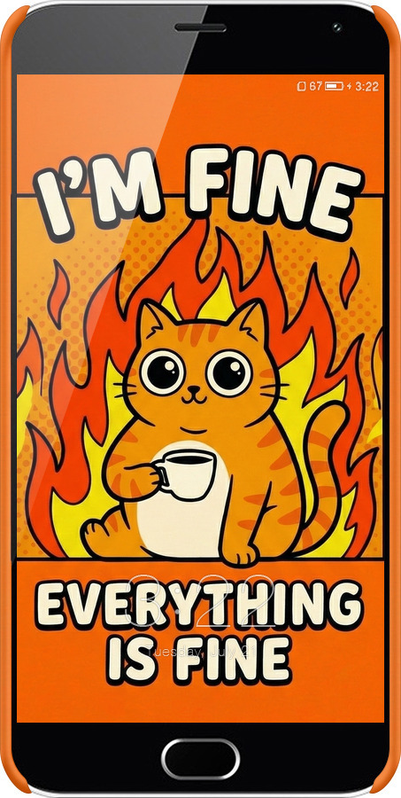 3D пластиковый матовый чехол Funny Cat для Meizu M2 Note - 6786m-94 изображение 