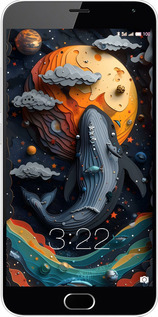2D пластиковый чехол Кит в космосе для Meizu M2 Note - 6328t-94 изображение 