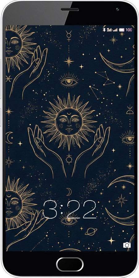2D пластиковый чехол Celestial Harmony: Sun & Moon Gold Mystic Pattern для Meizu M2 Note - 6778t-94 изображение 