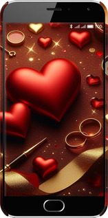 3D пластиковый глянцевый чехол Сердечки v3 для Meizu M2 - 5833c-185 изображение 