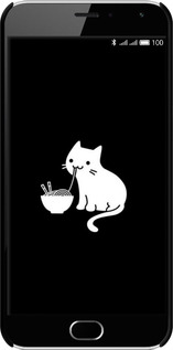 3D пластиковый глянцевый чехол С милым котом на черном фоне для Meizu M2 - 6528c-185 изображение 