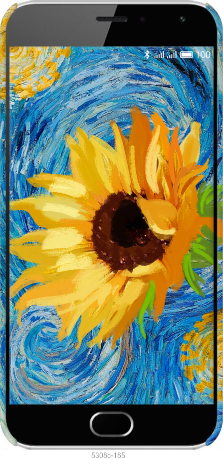 3D пластиковый глянцевый чехол Цветы желто-голубые для Meizu M2 - 5308c-185 изображение 